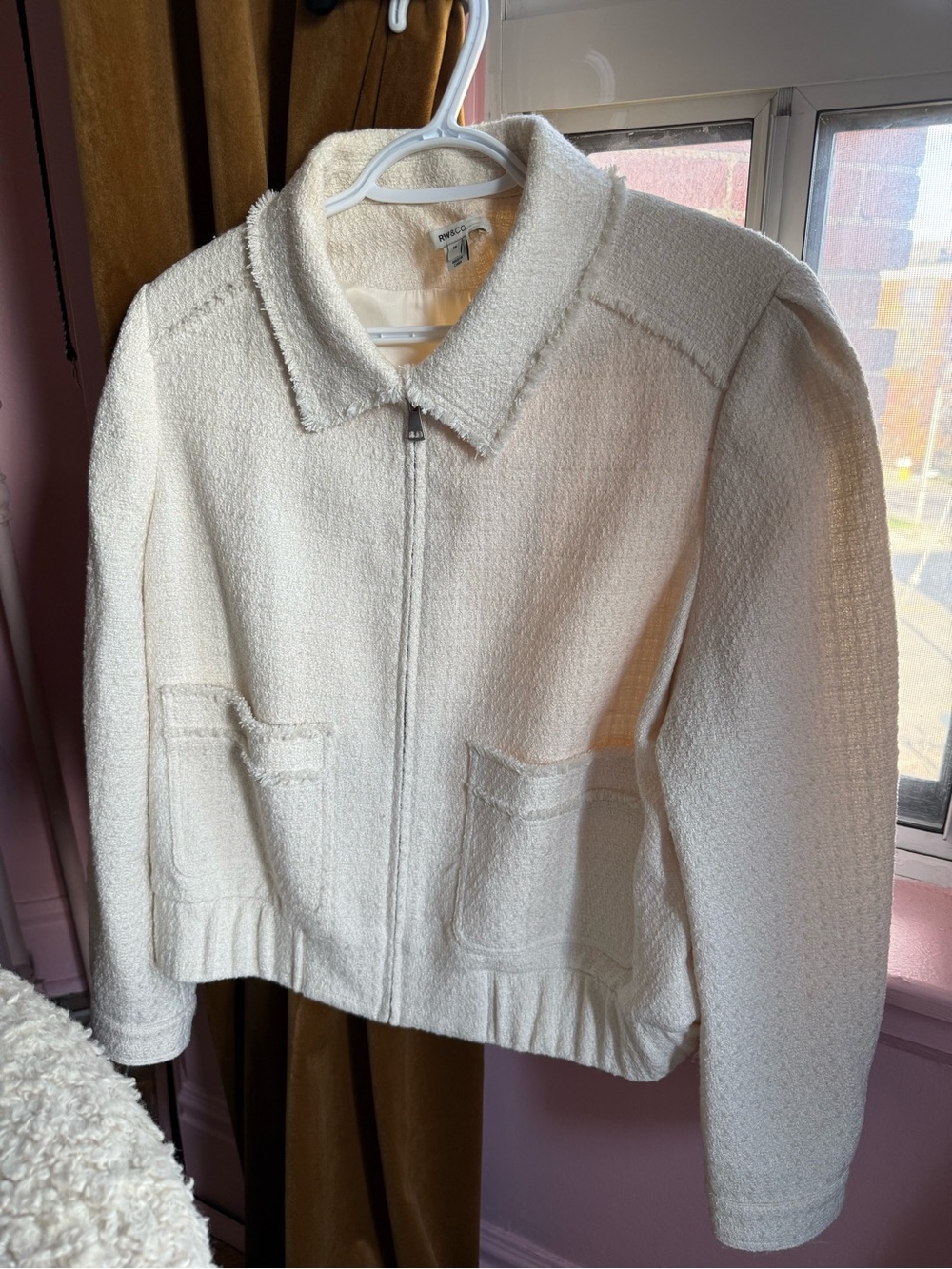 RW&CO. Cream Tweed Bomber Jacket